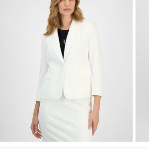 Kasper Women's Ivory Textured Single-Button Blazer
